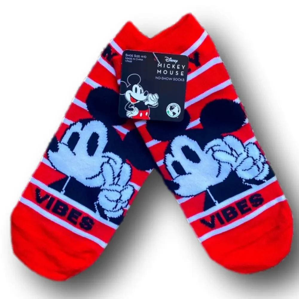 3/$20 Mickey Mouse “Mickey Vibes” Disney Funny Novelty No-Show Socks - NWT